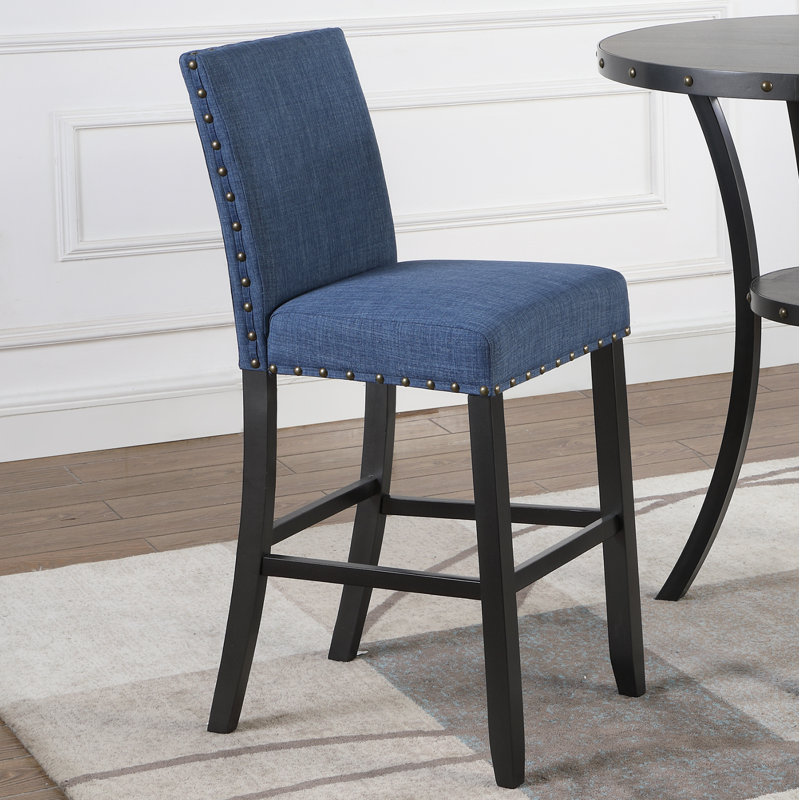 Winston Porter Carlianna Upholstered Counter Stool with Solid Wood